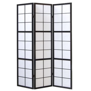 Homestyle4U Pregrada za prostor, 3-panelni Shoji preklopni paravan, 132x2,2x175 cm, crna
