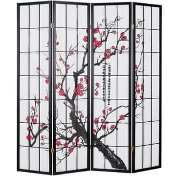 Homestyle4U Pregrada za prostor, 4 panela, 176x2x179 cm, crna