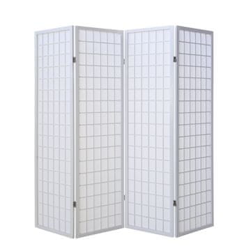 Homestyle4U Pregrada za prostor, 4-panelna Shoji pregrada, 176x2,2x175 cm, bijela, sklopiva