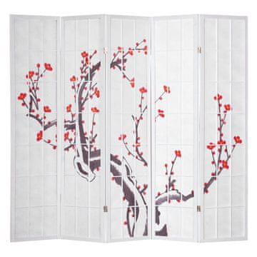 Homestyle4U Pregrada za prostor, 5 panela, 220x2,2x179 cm, bijela