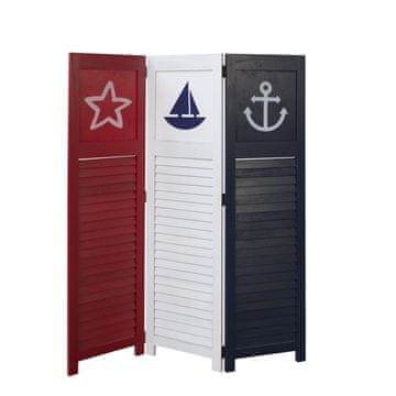 Homestyle4U Pregrada za prostor, 3 panela, 105x1,7x130 cm, plava