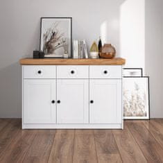 Homestyle4U Komoda, 122,5x82x42 cm, bijela, spremište