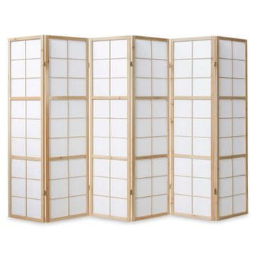 Homestyle4U Pregrada za prostor, 6-panelni Shoji preklopni paravan, 175x264x2,2 cm, bijela