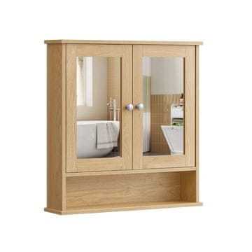 Songmics Ormarić za kupaonsko ogledalo 56.5x58.5x13 cm smeđi