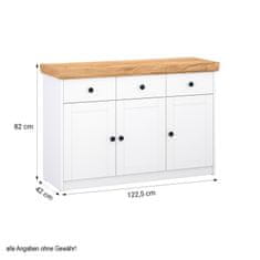 Homestyle4U Komoda, 122,5x82x42 cm, bijela, spremište