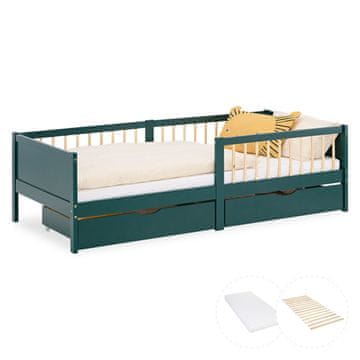 Homestyle4U Dječji krevet, 97x60x205 cm, zelena, s prostorom za pohranu