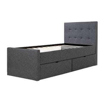Homestyle4U Krevetni okvir, tapecirani ležaj za jednu osobu, 95x214x103 cm, sivi