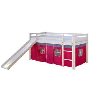 Homestyle4U Krevet na kat sa toboganom i madracem, 207,5x110x219,5 cm, ružičasta