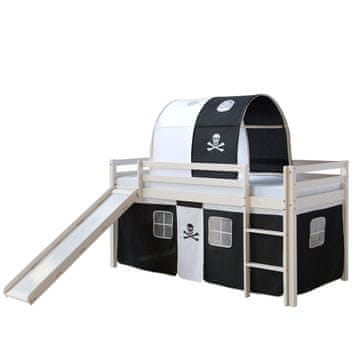 Homestyle4U Krevet na kat, 207,5x161,5x219,5 cm, crna