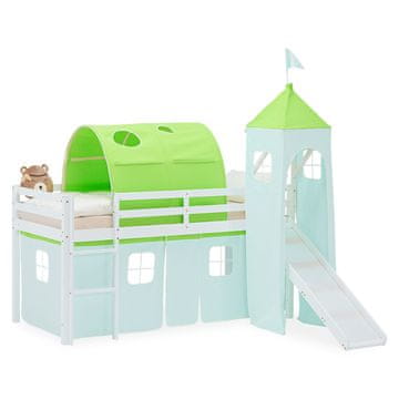 Homestyle4U Krevet na kat za djecu, 207,5x228x217,5 cm, bijela, zelena