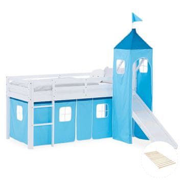 Homestyle4U Krevet na kat, 207,5x228x217,5 cm, bijela, plava