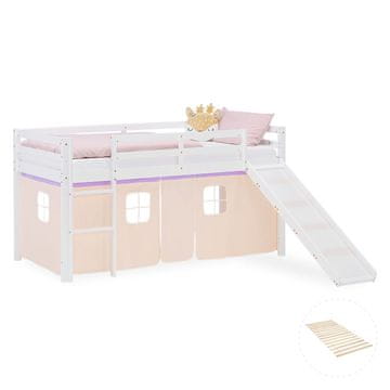 Homestyle4U Krevet na kat, 207.5x110x217.5 cm, bijela ljubičasta narančasta