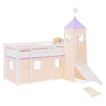 Homestyle4U Krevet na kat, 207,5x228x217,5 cm, bijela, s prostorom za pohranu
