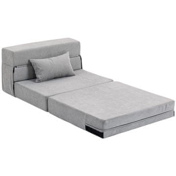 Homestar Fotelja na razvlačenje 3 u 1, sklopivi kauč na razvlačenje 210x80x15 cm, siva