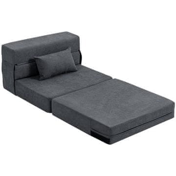 Homestar Sklopiva stolica na razvlačenje 3 u 1, sofa krevet 210x80x15 cm, tamnosiva