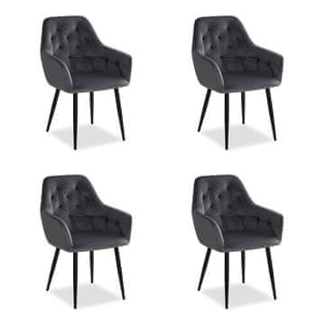 Homestyle4U Set blagovaonskih stolica, tapecirana stolica s naslonima za ruke, 59x89x62,5 cm, siva