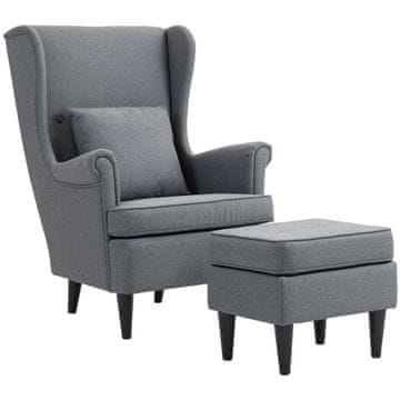 Homestar Fotelja s naslonom za ruke i tabureom 75x83x104 cm Siva