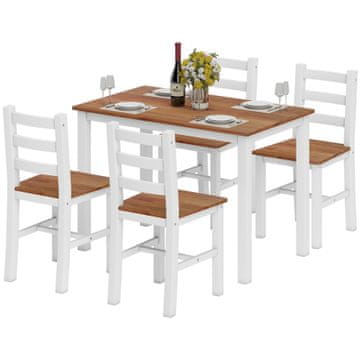 Homestar Set za blagovaonski stol 1 stol 4 stolice 108x65x75 cm smeđa bijela