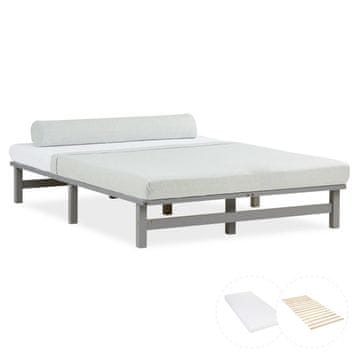 Homestyle4U Krevet od paleta, 140x28x200 cm, sivi