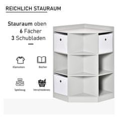 Homestar Dječja kutna polica s 3 spremnika za pohranu 57,4x57,4x94 cm Siva