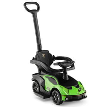 Costway 3-u-1 Lamborghini guralica s ručkom i zaštitnom ogradom zelena