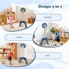 Costway Igraći set 3 u 1 za djecu s košem za košarku podesive visine, tamnoplavi