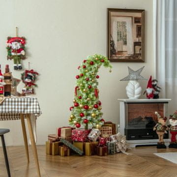 Costway Umjetno božićno drvce 210 cm predosvijetljeno 366 grana 160 LED toplih bijelih svjetala 8 načina uski zakrivljeni oblik olovke