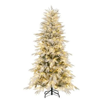 Costway Umjetno božićno drvce 180 cm s 250 LED svjetlima tople bijele boje, 594 vrhova grana, zeleni metalni stalak
