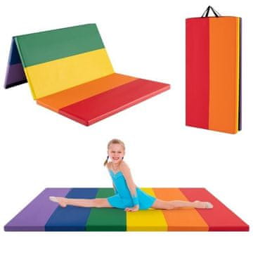Costway Debeli gimnastički troslojni podloga za gimnastiku s kukicama i petljama, šarena