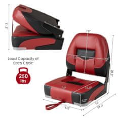 Costway Set od 2 sklopiva ribarska sjedala s niskim naslonom, crvena