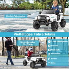 Costway Daljinski upravljani kamion za električno vozilo s off-road kotačima i LED svjetlima bijeli