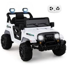 Costway Daljinski upravljani kamion za električno vozilo s off-road kotačima i LED svjetlima bijeli