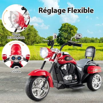 Costway Električni motocikl skuter 3 kotača 6V 3 km/h crno-crveni