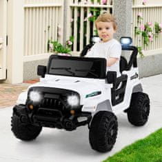 Costway Daljinski upravljani kamion za električno vozilo s off-road kotačima i LED svjetlima bijeli