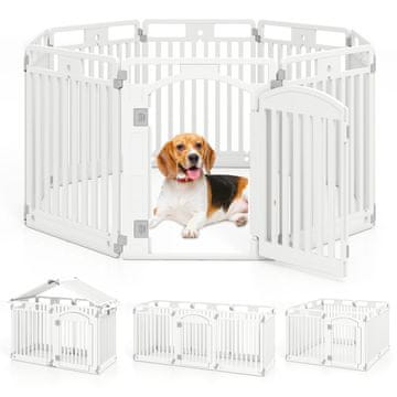 Costway 8-Panelni plastični pasji panel bijele boje, visine 80 cm