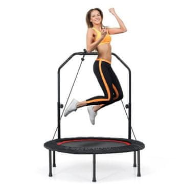 Costway Mini trampolin 101 cm s 2 elastične trake za otpor i podesivom pjenastom ručkom, crveni