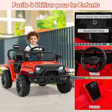 Costway Dječji električni kamion na baterije 12V, 3 brzine, crveni