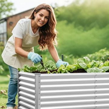 Costway Povišeni vrtni krevet 181,5x94x60,5 cm metalni pravokutni pocinčani lim