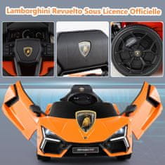 Costway Električni auto Lamborghini Revuelto 12V za djecu s daljinskim upravljačem i hidrauličnim vratima narančasti