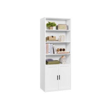 Songmics Knjigovodstveni regal 6 nivoa visok stojeći regal s vratima 24x60x175 cm Bijeli