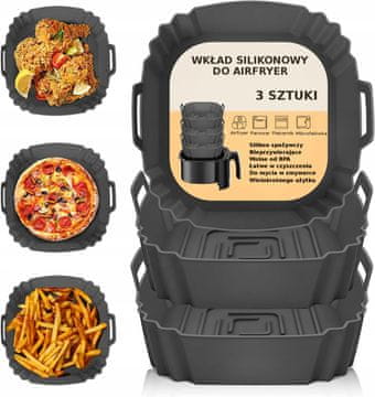 3x silikonski kalup za fritezu na vrući zrak, uložak za pečenje