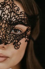 PartyDeco Maska venecianska za oči, crna, čipkasta, elegantna, za fantastičku, djevojačka retro