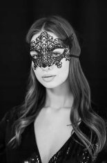 PartyDeco Maska venecianska za oči, crna, čipkasta, elegantna, za fantastičku, djevojačka retro