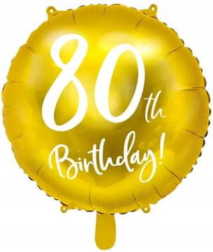 PartyDeco Folijski balon za 80. rođendan, zlatni, party, 45 cm