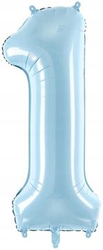PartyDeco Folijski balon s brojem "1", 86 cm, plavi, 1 kom.