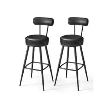 Songmics Set 2 barskih stolica 57x57x101 cm Crna