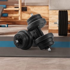 Songmics Set bučica 2 u 1 s povezivom čeličnom šipkom 2x10 kg Crna