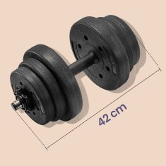 Songmics Set bučica 2 u 1 s povezivom čeličnom šipkom 2x10 kg Crna