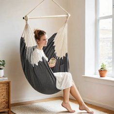 Songmics Viseća stolica s 2 jastuka 150x128 cm siva
