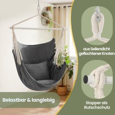 Songmics Viseća stolica s 2 jastuka 150x128 cm siva